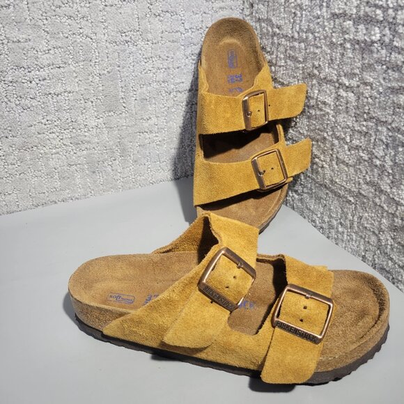 Birkenstock Arizona Unisex Size US L6 M4 Mink Suede Leather Soft Footbed Sandals - Picture 2 of 16